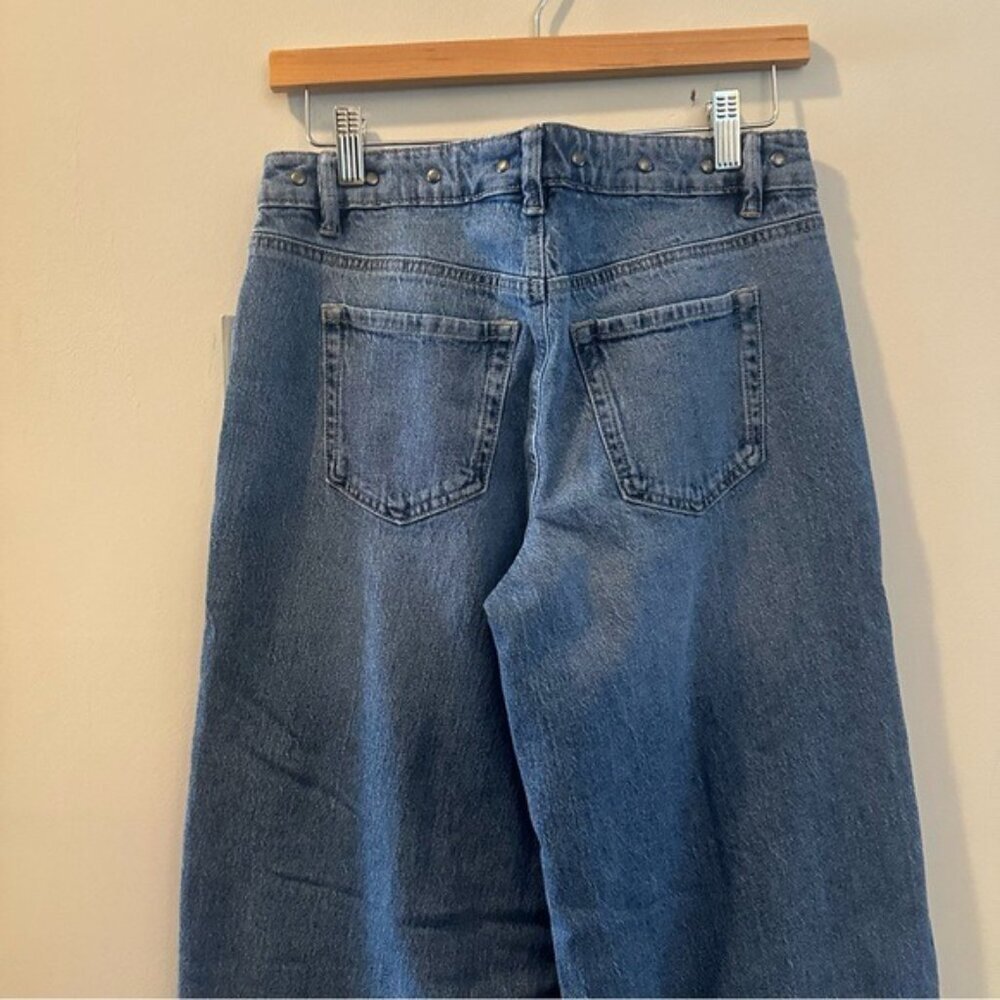 No Boundaries Y2K Mid Rise Baggy Wide Leg Jeans Studded Size 00 NWT - Picture 10 of 15